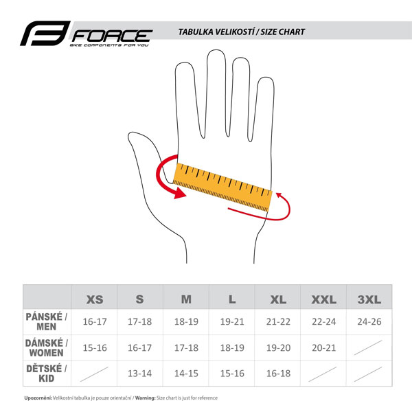 rukavice force tabulka do 3xl