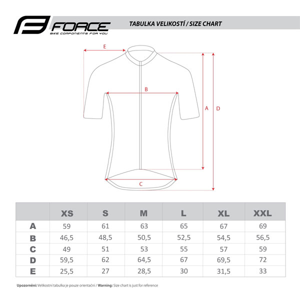 tabulka dres force core damsky