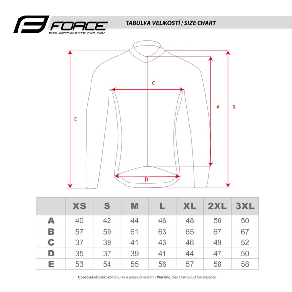 tabulka dres force smooth dlouhy rukav