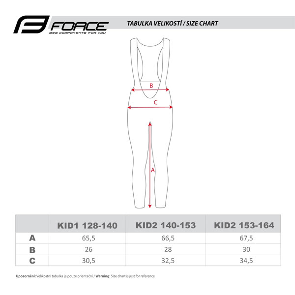 tabulka kalhoty force reflex line kid